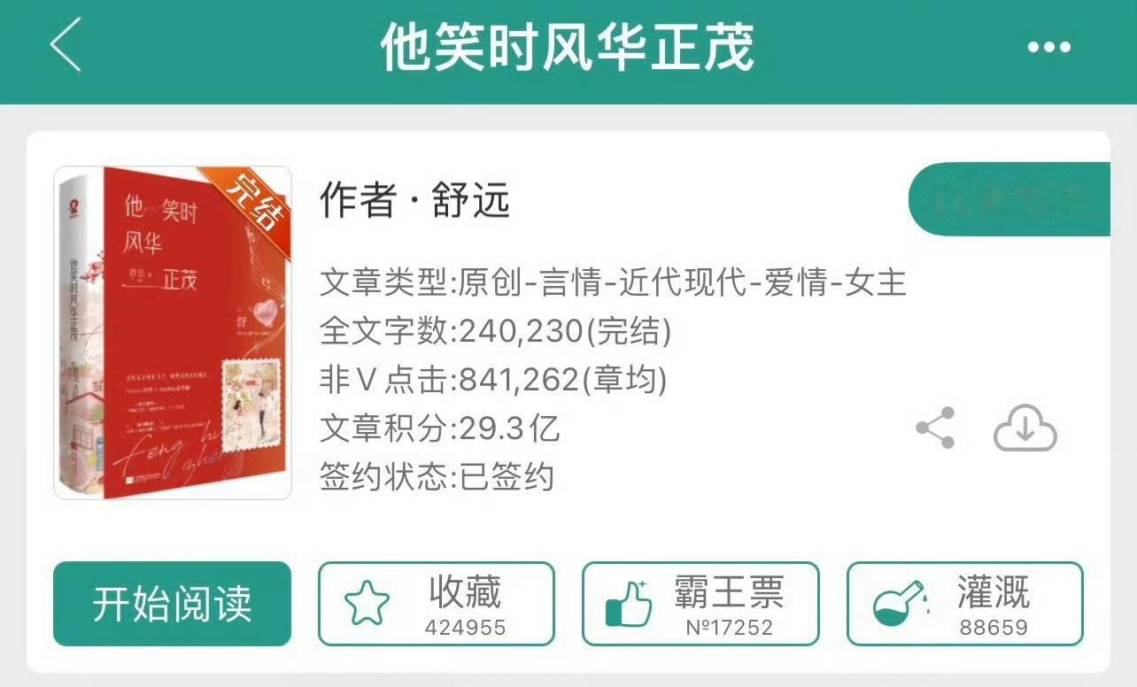 小说推荐：《他笑时风华正茂》 作者:舒远简评：温柔沉静才女vs落魄天之骄子，先女