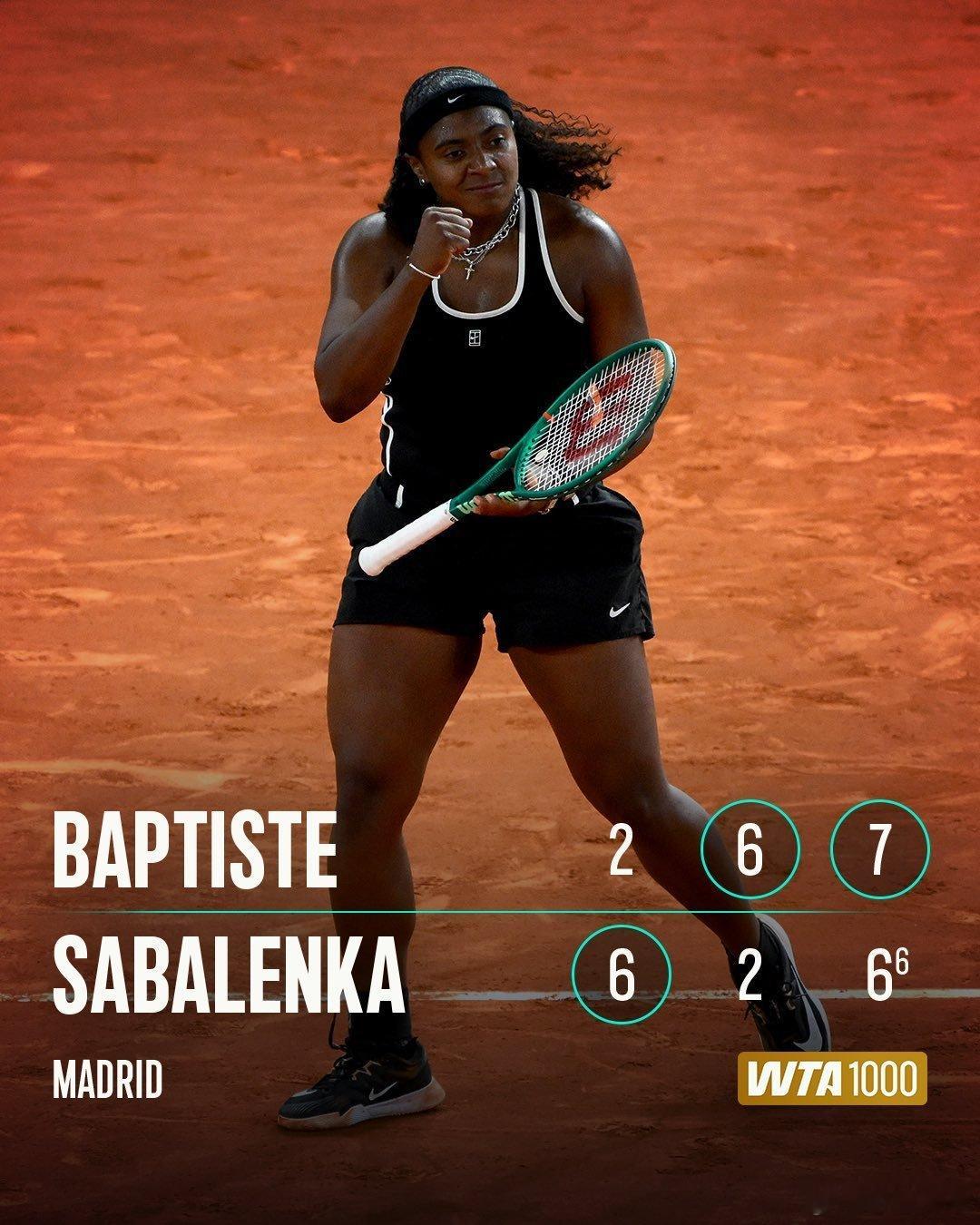 惊天大冷🇺🇸巴蒂斯特2-6/6-2/7-6（6）逆转世界第一和卫冕冠军萨巴伦