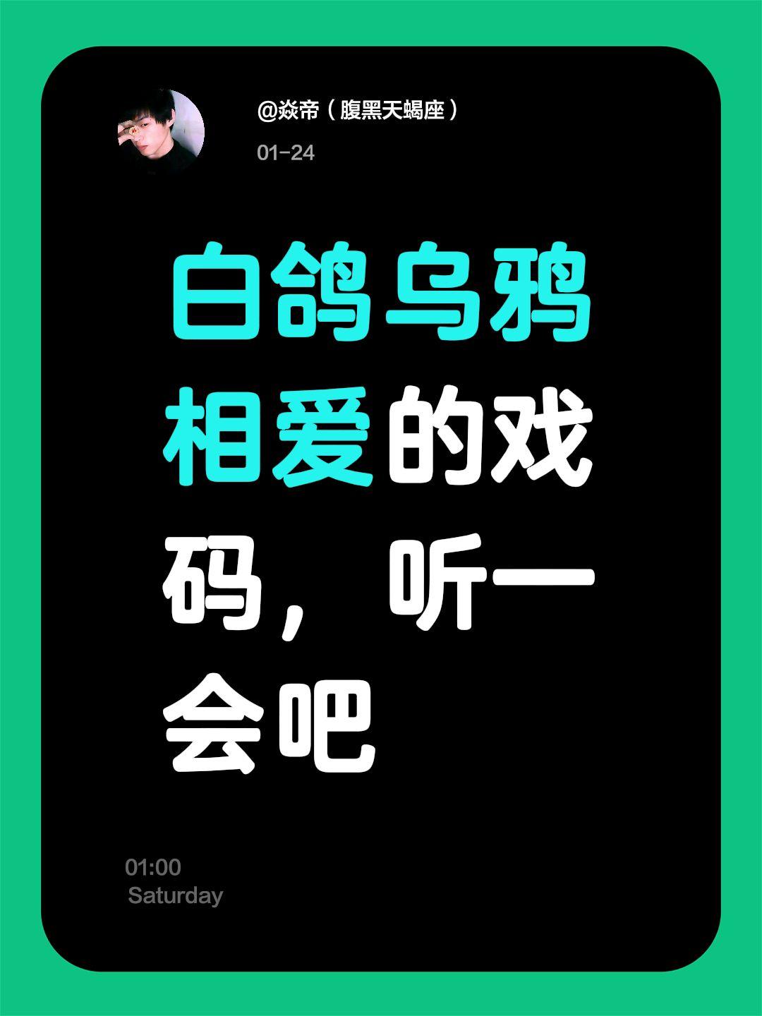 白鸽乌鸦相爱的戏码，听一会吧白鸽乌鸦相爱的戏码