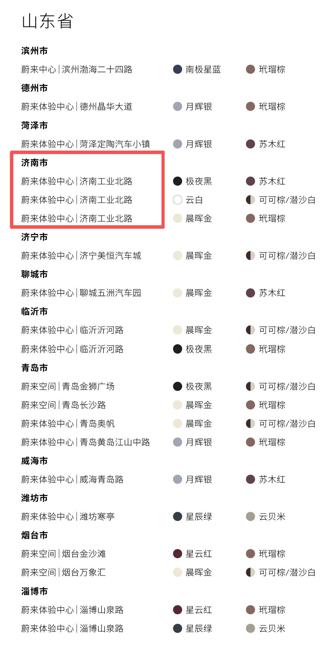 4月9日，据蔚来微信公众号，蔚来ES9展车已到达全国各省市门店，其中济南有3家。