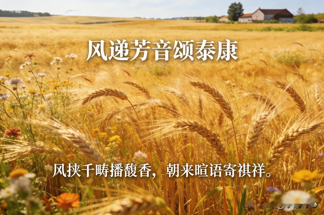 《风递芳音颂泰康》乐韵诗心原创诗词:
风挟千畴播馥香，
朝来暄语寄祺祥。
人生至