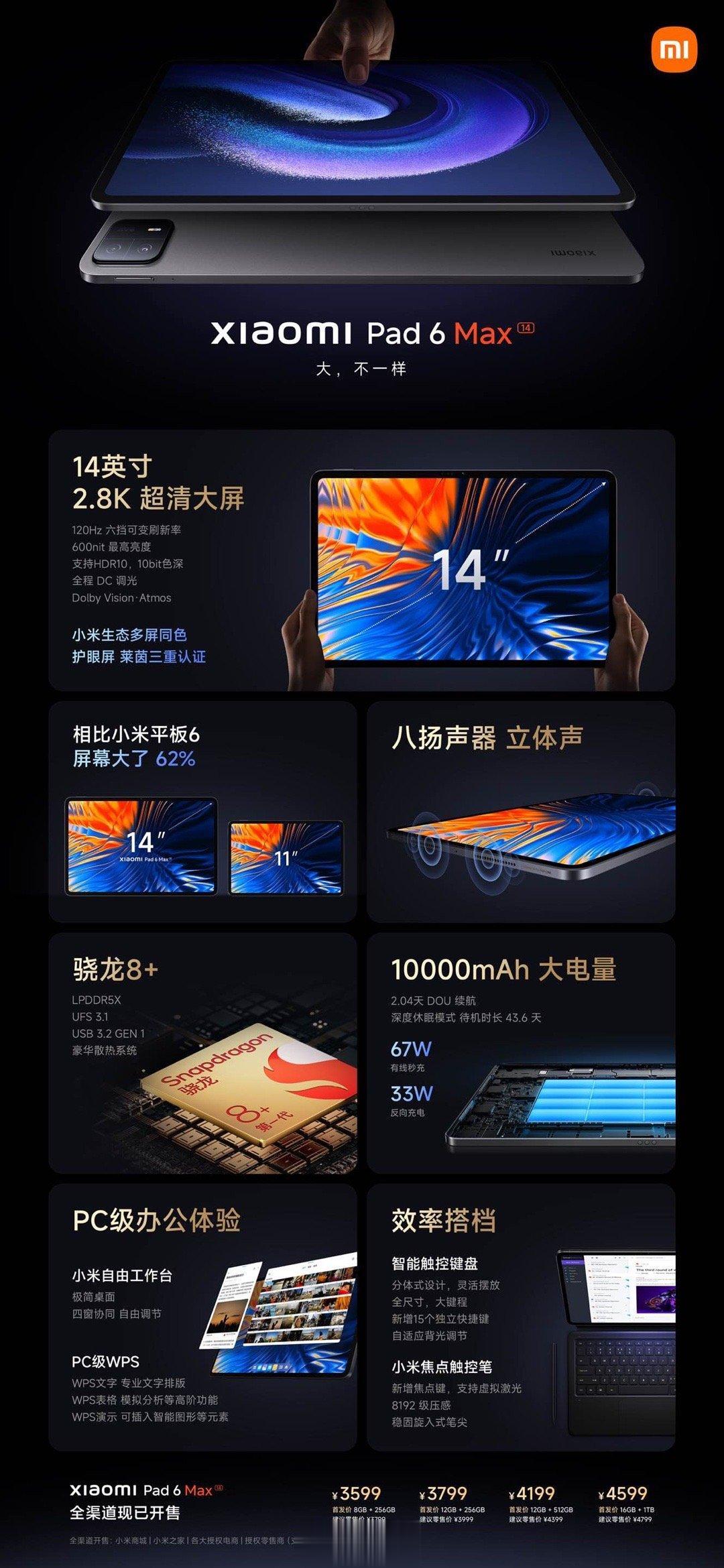 果然，很大。  首销价3599元起。
