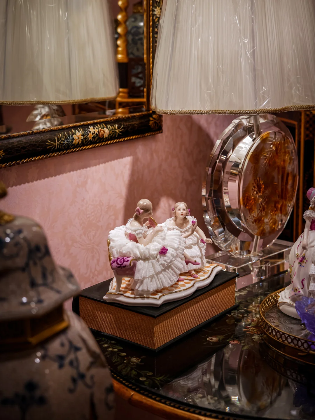 高温骨瓷女郎摆件｜蕾丝裙摆美到心颤💃