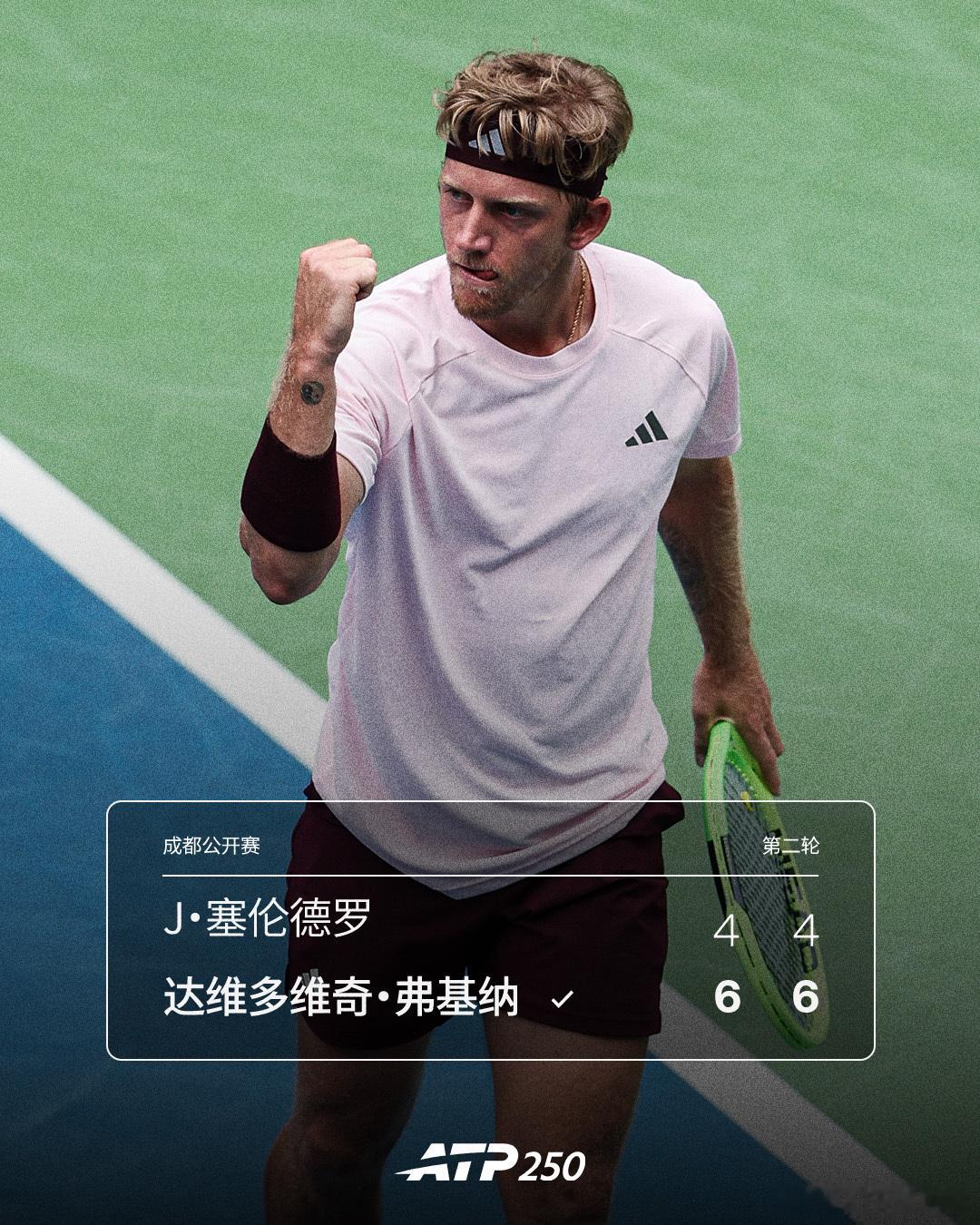 首秀顺利过关💪2026成都公开赛 男单第二轮，2号种子达维多维奇·弗基纳以6-