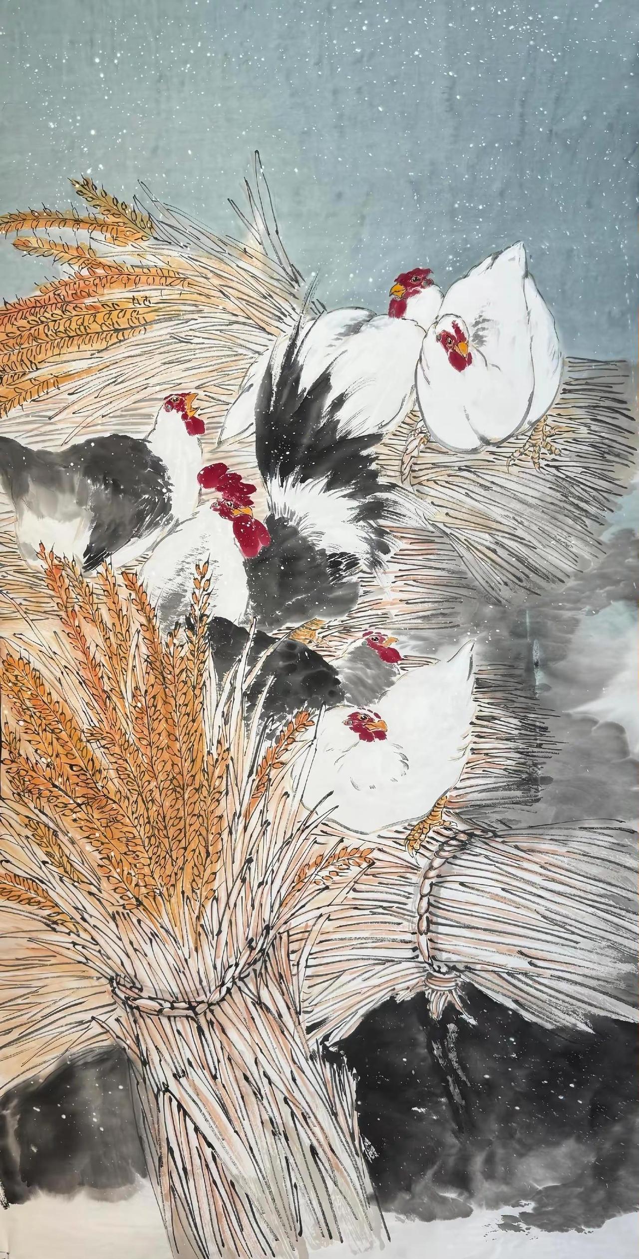 四尺花鸟《丰年吉禽图》写意花鸟创作者中心 创作灵感 写意花鸟 国画花鸟