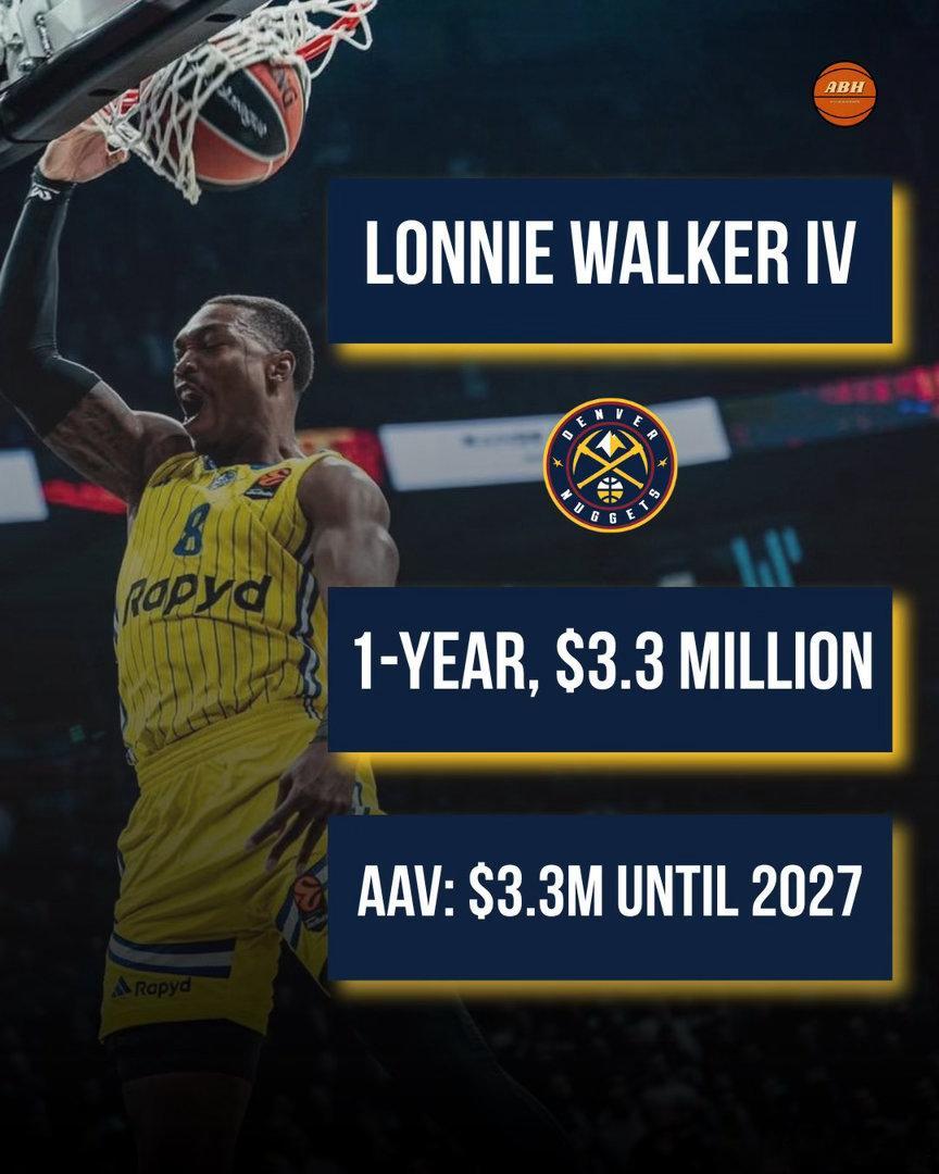 掘金签约朗尼沃克 NBA土豪线奢侈税 名记Shams确认，朗尼·沃克以一年330