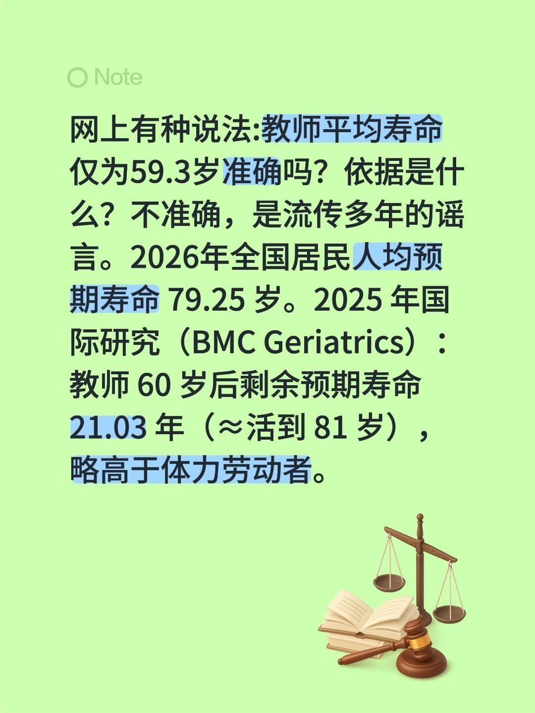 网上有种说法:教师平均寿命仅为59.3岁。准确吗？依据是什么？不准确，是流传多年