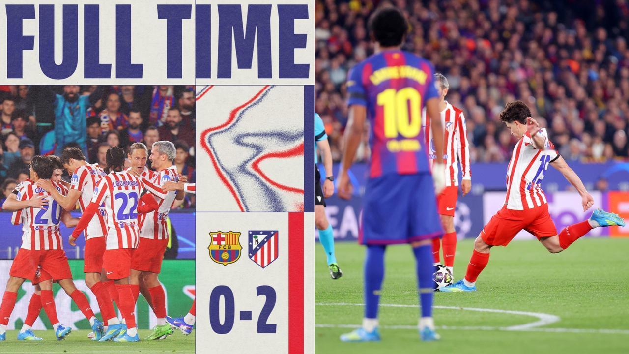 欧冠：马德里竞技客场2-0击败十人巴萨，占据晋级先机。
库巴西直红，阿尔瓦雷斯任