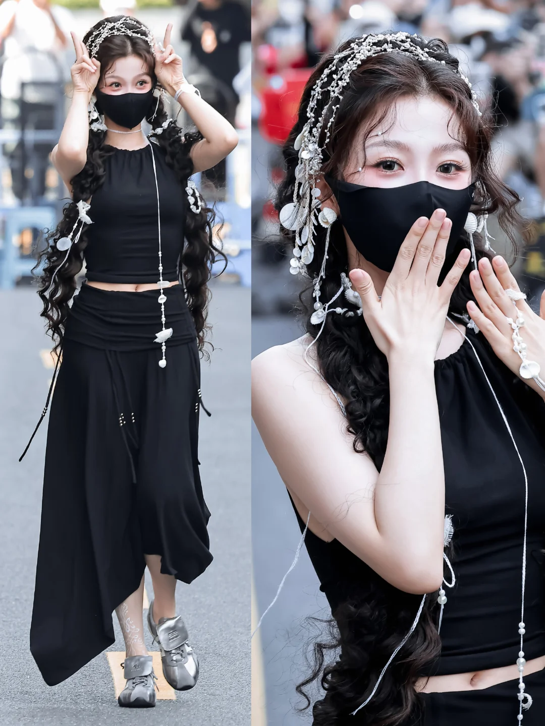 虞书欣剧组上班OOTD，allblack造型又美又瘦