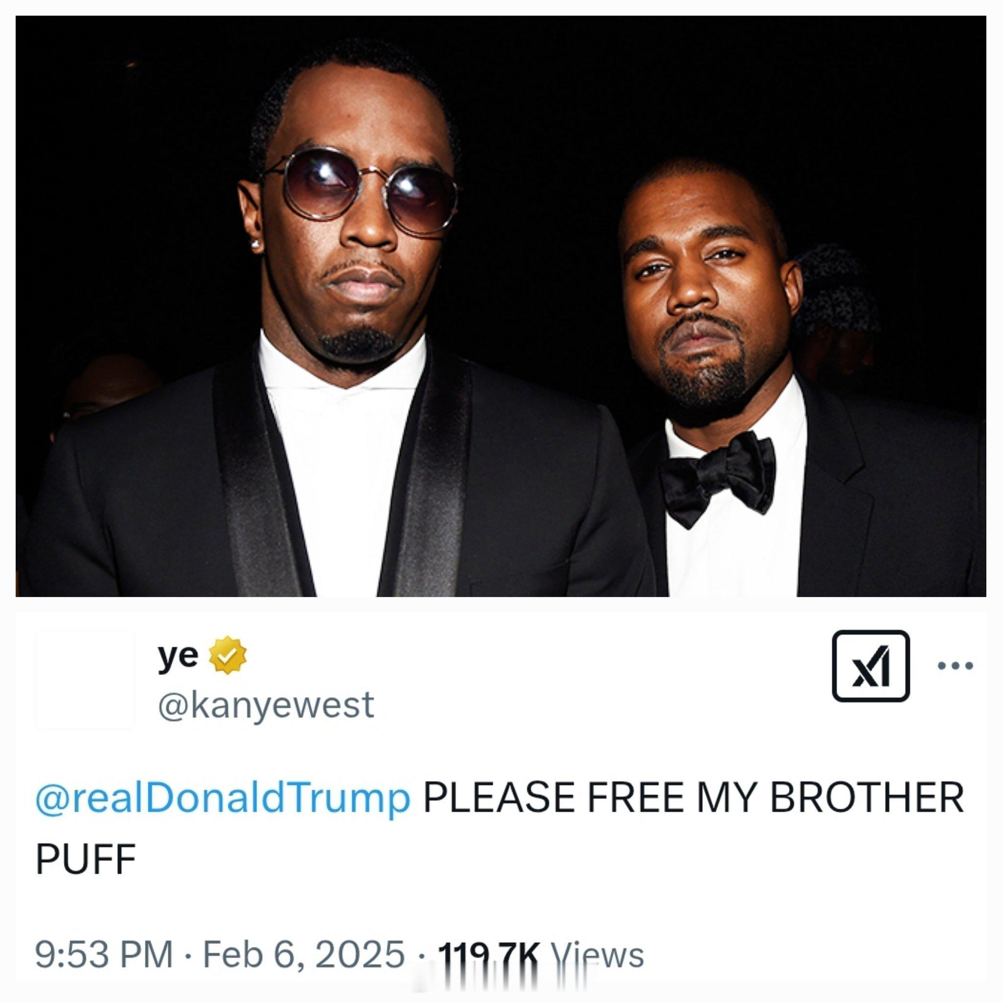 Ye在X上发帖，请求特朗普赦免Diddy 