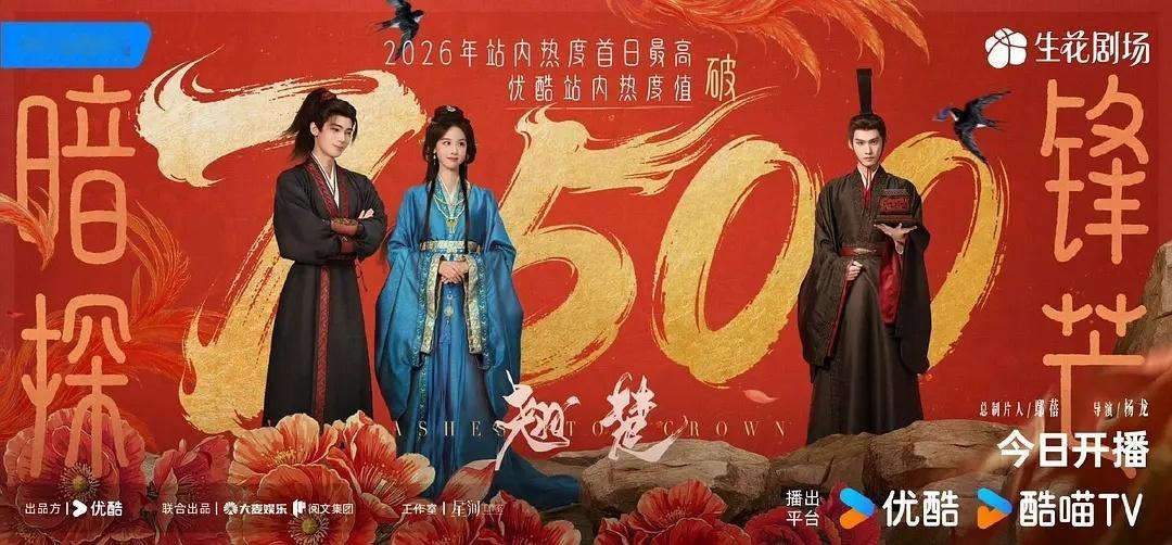 翘楚官博发布热度破7500的海报图，结果图上只带了男女主和男四，没带男二男三，怎