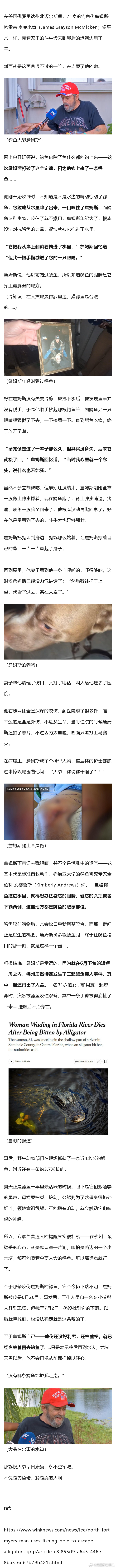 佛州大爷钓鱼，结果钓到鳄鱼了！狂戳鳄鱼眼死里逃生，他还想着钓鱼呢... 