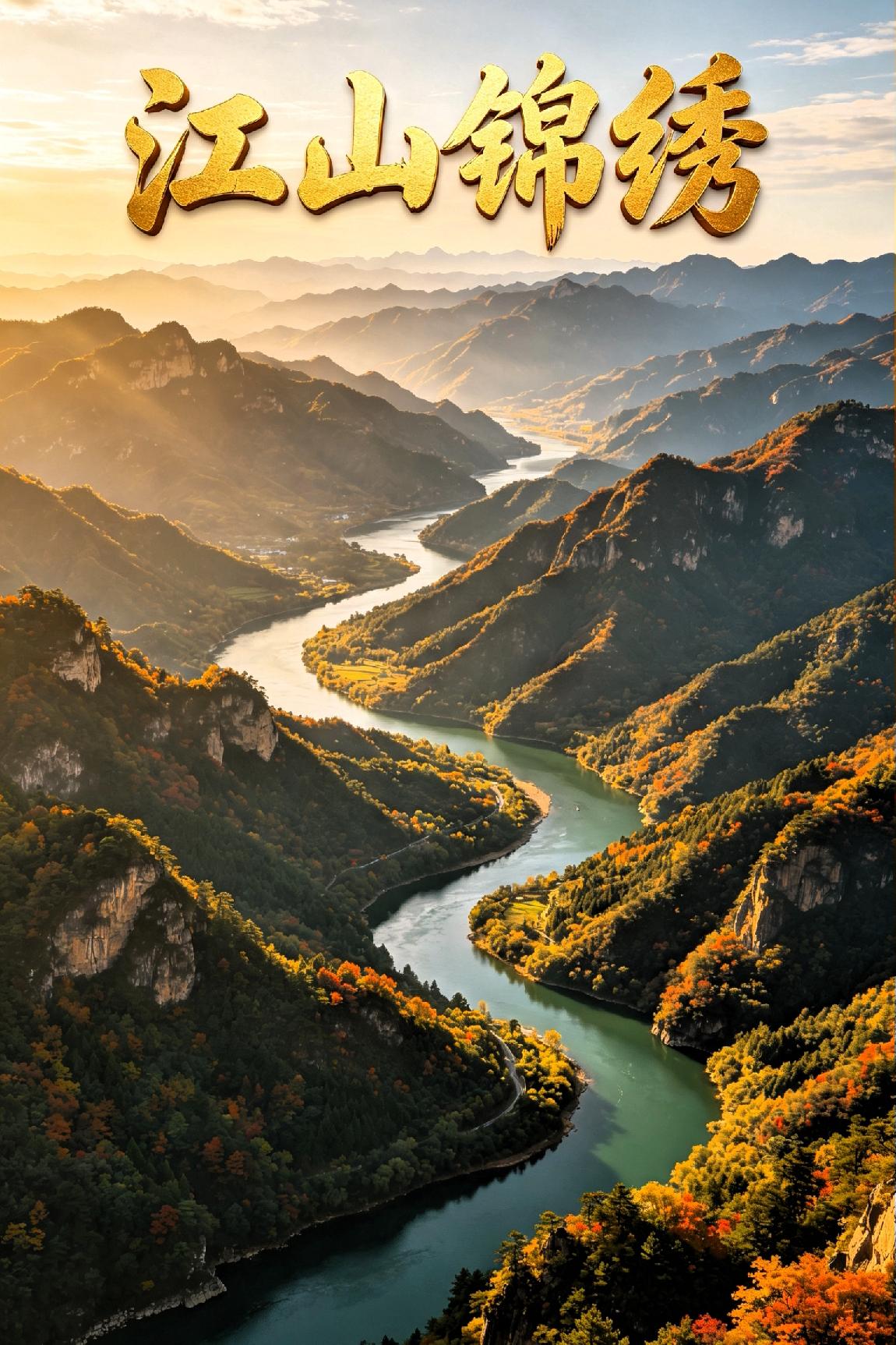 《江山锦绣》

 
锦绣江山入望悠，层峦叠翠绕清流。

长风万里开佳境，浩气千重