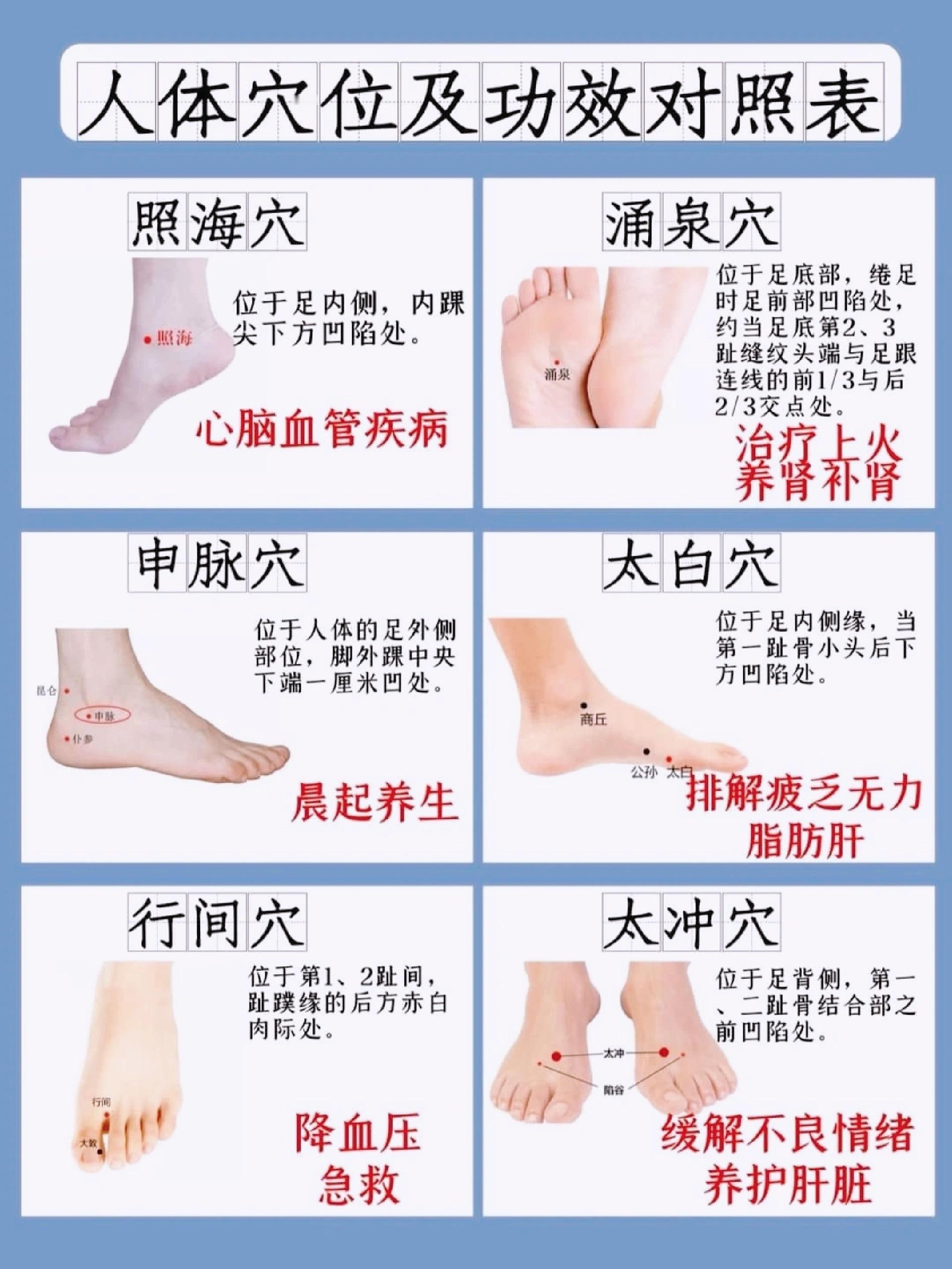 人体常用穴位及功效 ​​​