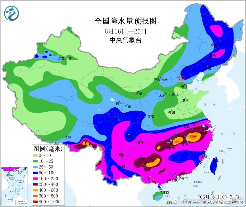 【强降雨】今天中央气象台中期预报给出，18日后，主雨带将北抬至江南北部至江汉东部