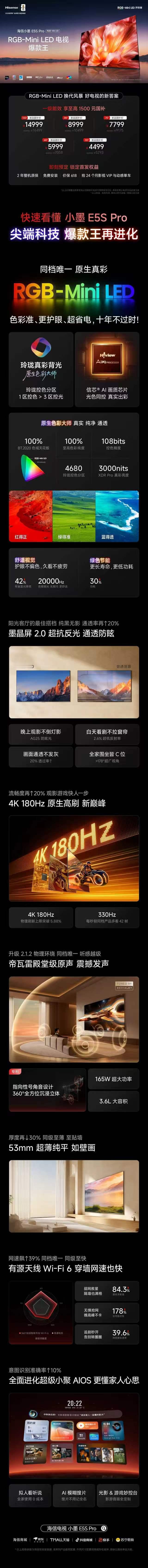 今天给大家推荐一款好电视机那就是海信小墨E5SPro RGB-MiniLED+信
