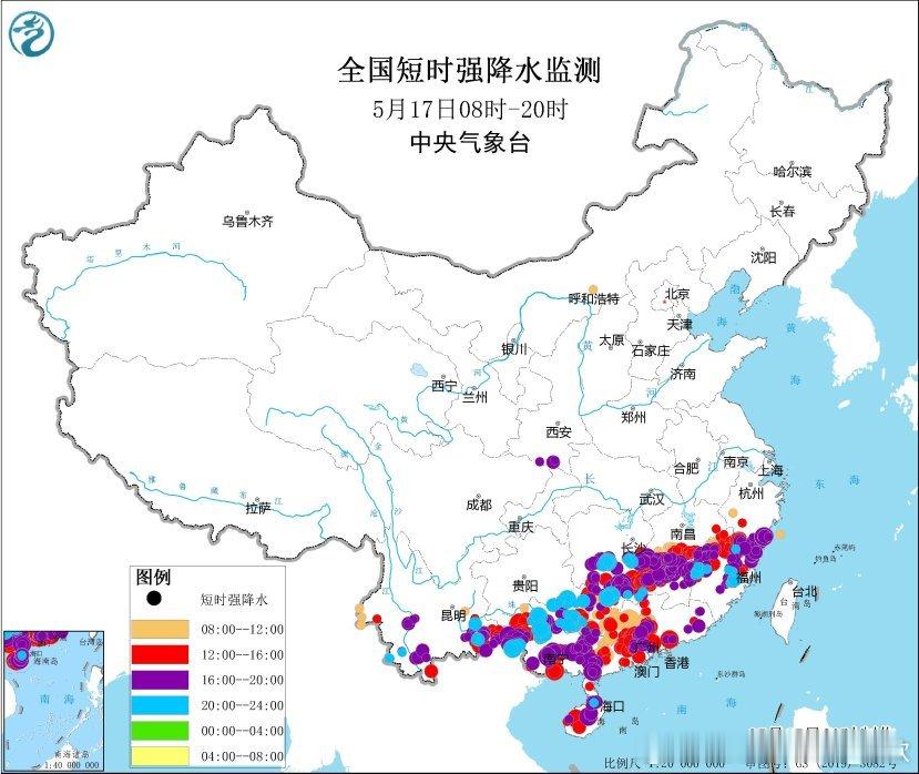 【强对流】今天傍晚湖南多地出现了短时强降雨，攸县17-18时、18-19时，连续