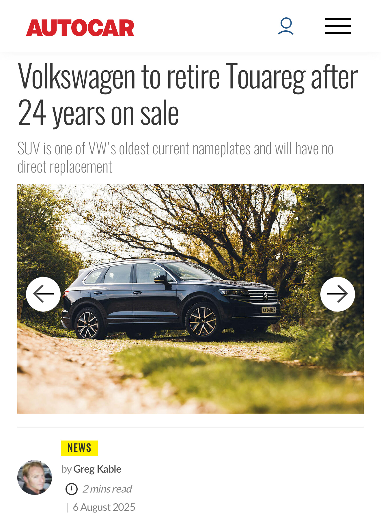 最新消息：Autocar从内部人士获悉，大众计划在2026年停产途锐[裂开]也就
