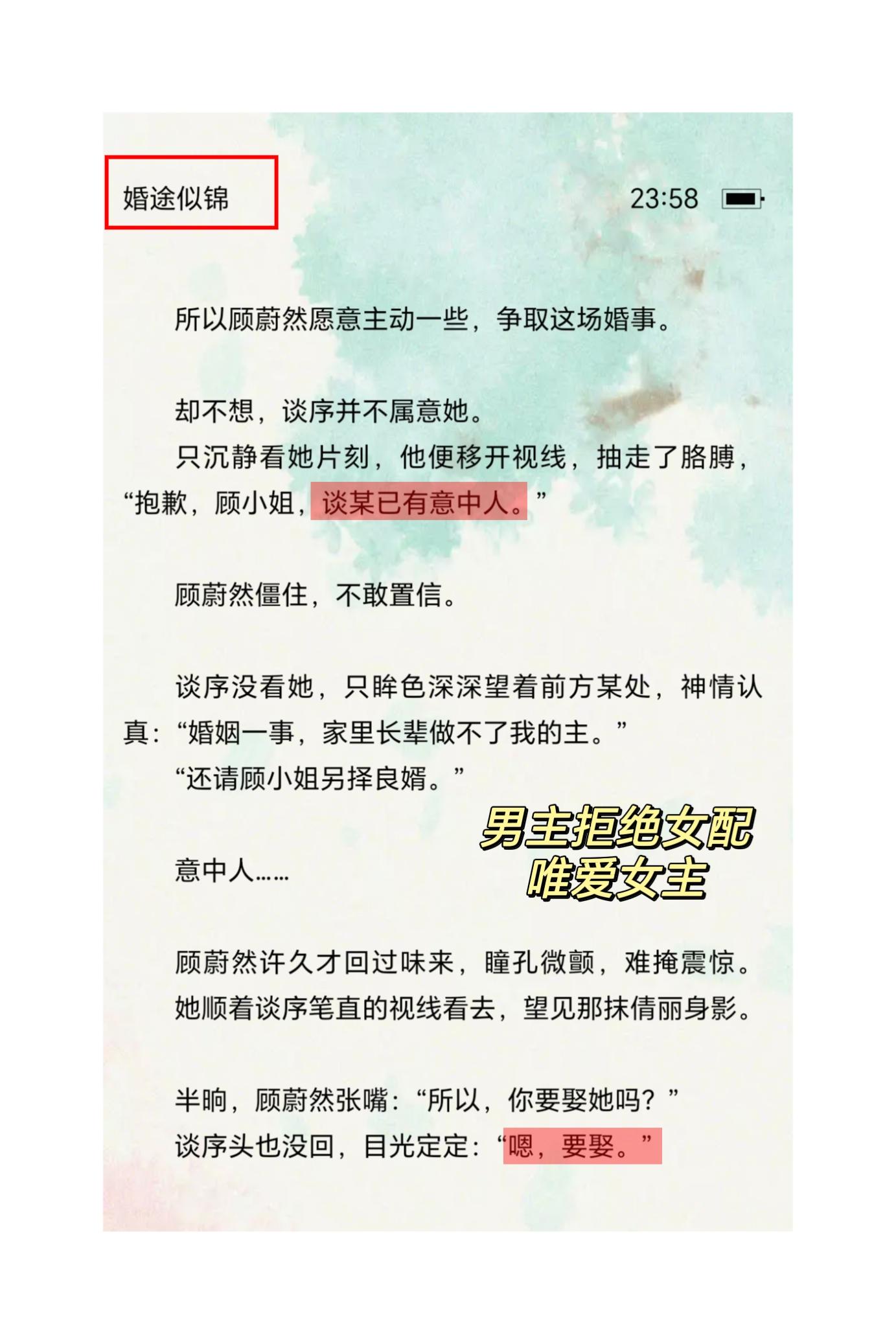 吹爆先婚后爱！！男主拒绝女配，表明自己有意中人了，还要把她娶回家啊啊啊...