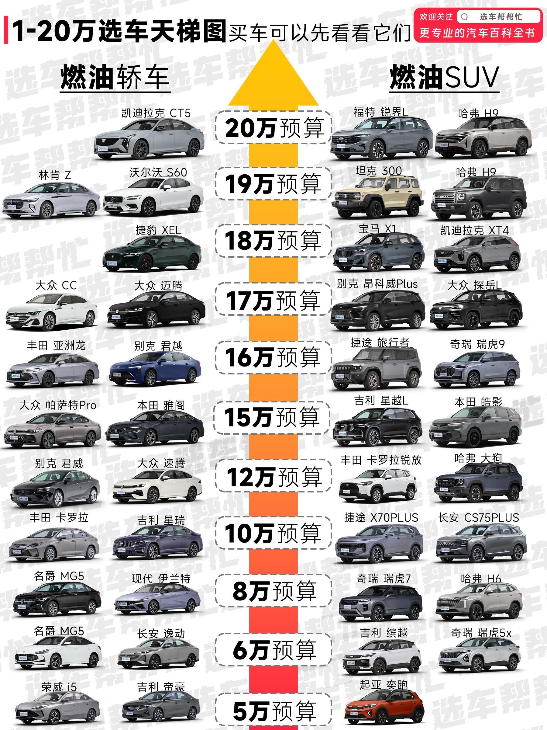 8月选车天梯图｜20万内的车该怎么选❓。⛽ 一、新能源与燃油车：谁更适...