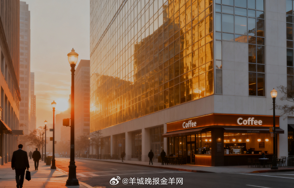 #早安[超话]# 晨光漫过楼宇顶，把玻璃幕墙染成暖金色，街灯刚悄悄收起微光。风裹