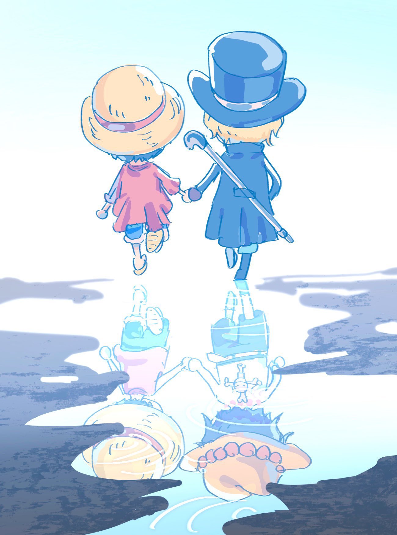 路飞！哥哥们陪你向前走！！！韩国画师“4PIMH”作品！！中午发，就没事～