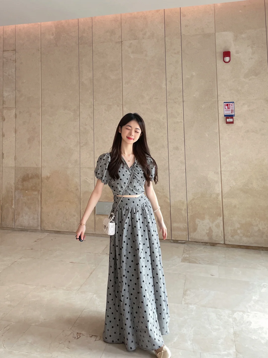 155小个子女生穿搭 夏日氛围感波点长裙～