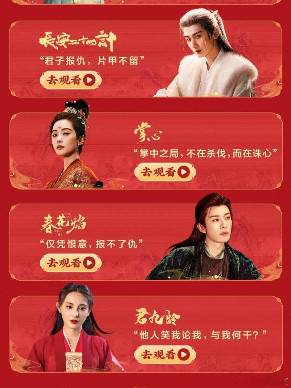 酷给即将开播的陈都灵周翊然排名不分先后《翘楚》预热，开了个复仇好剧专栏孙俪《甄嬛