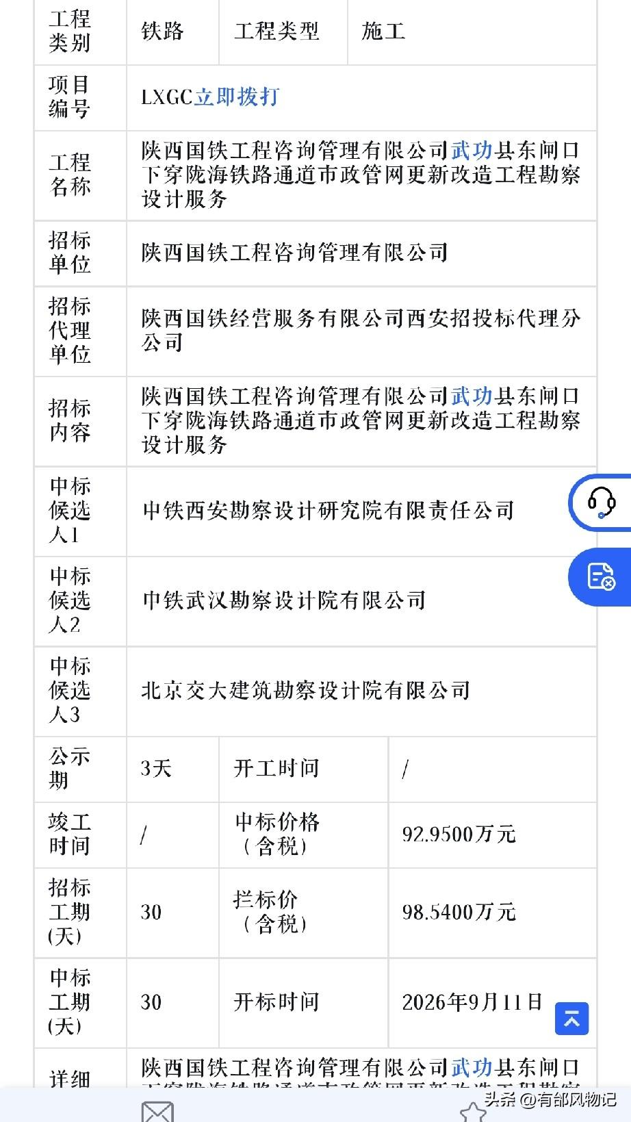 武功东闸口改造，利好后续铁路桥拓宽
     武功县东闸口改造项目招标公告已出。