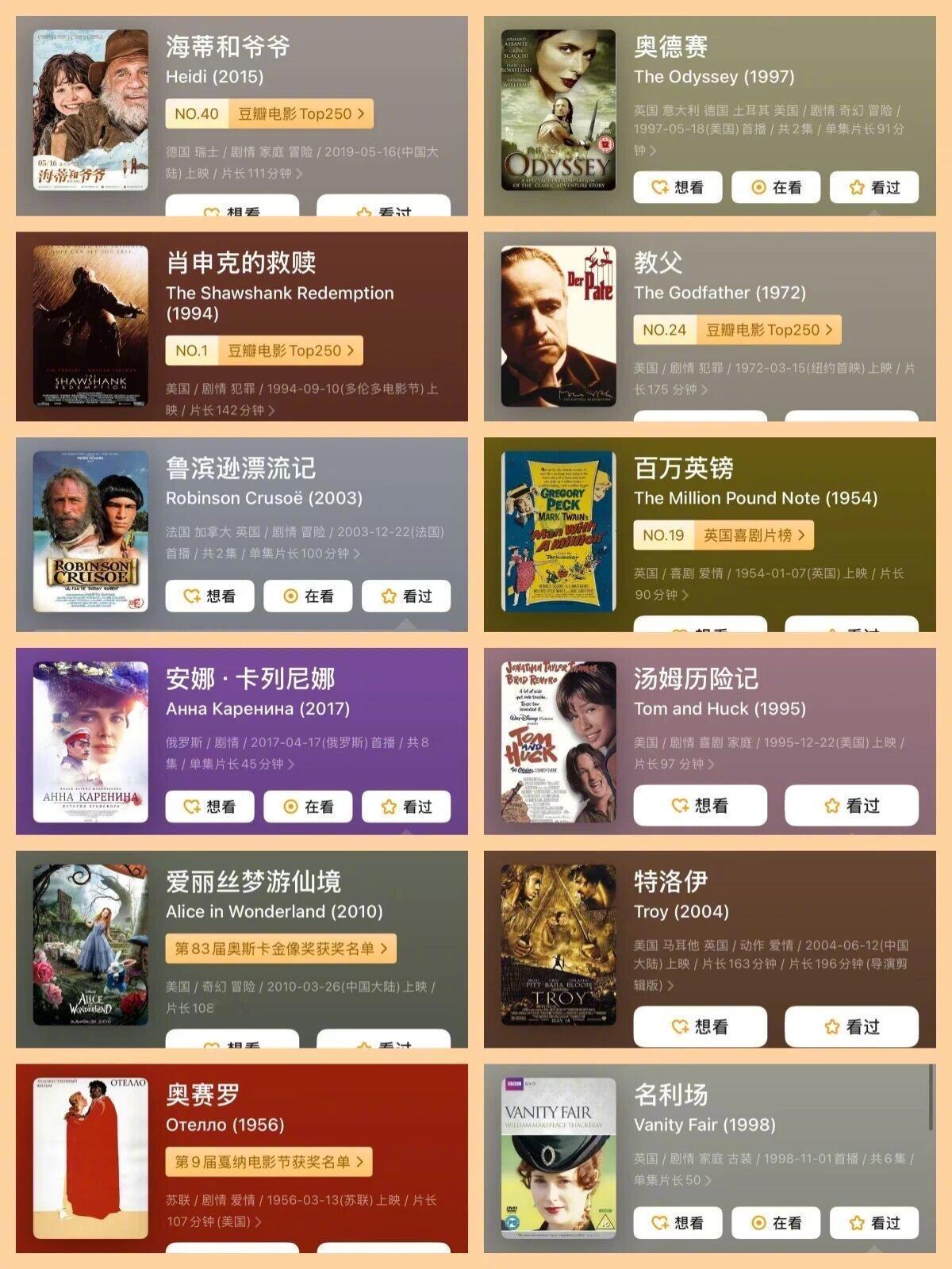 那些世界级名作改编的影视剧 