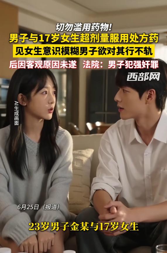 “真变态！”6月25日报道，一男子与一名17岁女生超剂量服用处方药，见女生意识模