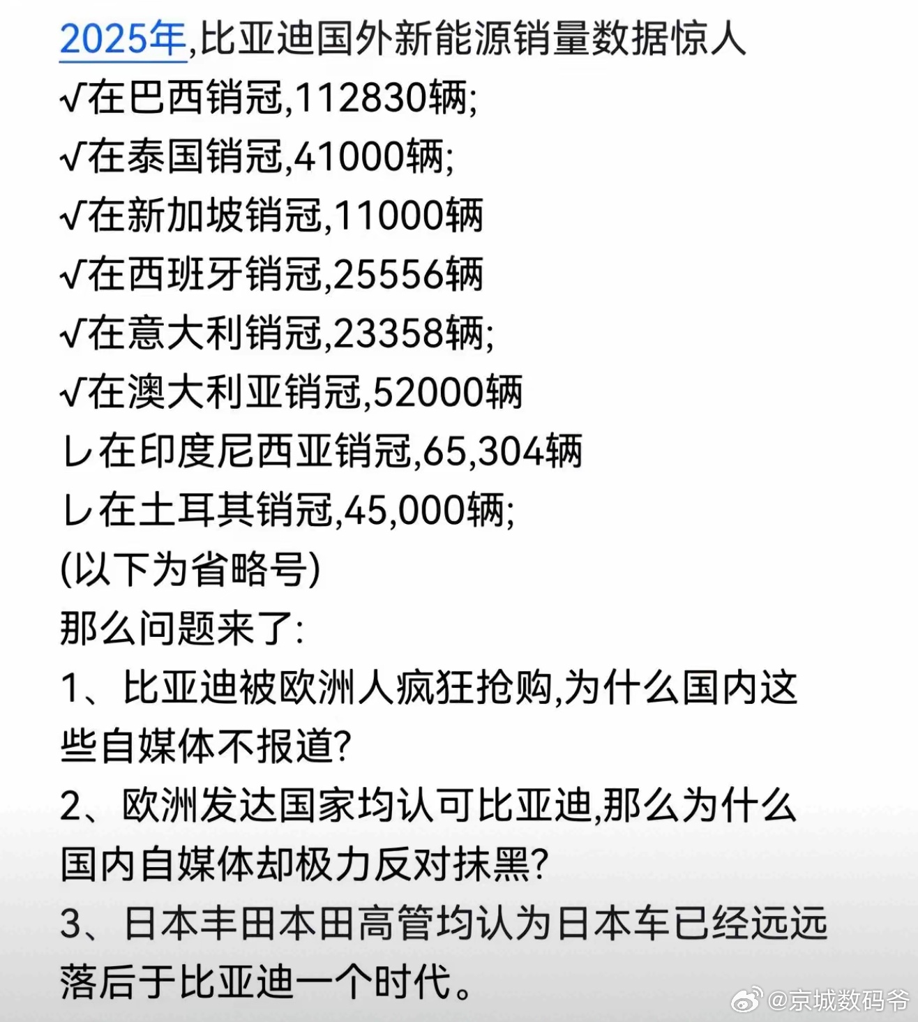 比亚迪在国外已经卖疯了！ 