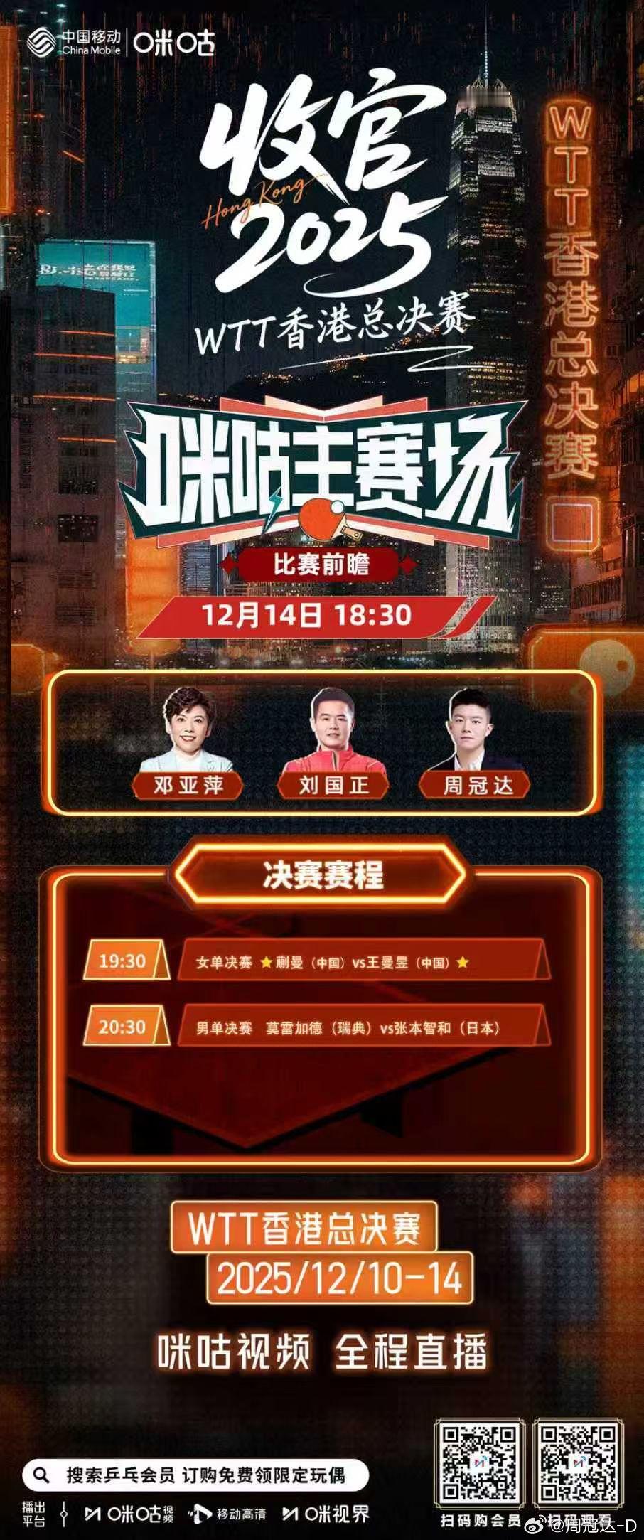 wtt香港总决赛2025 12.14 