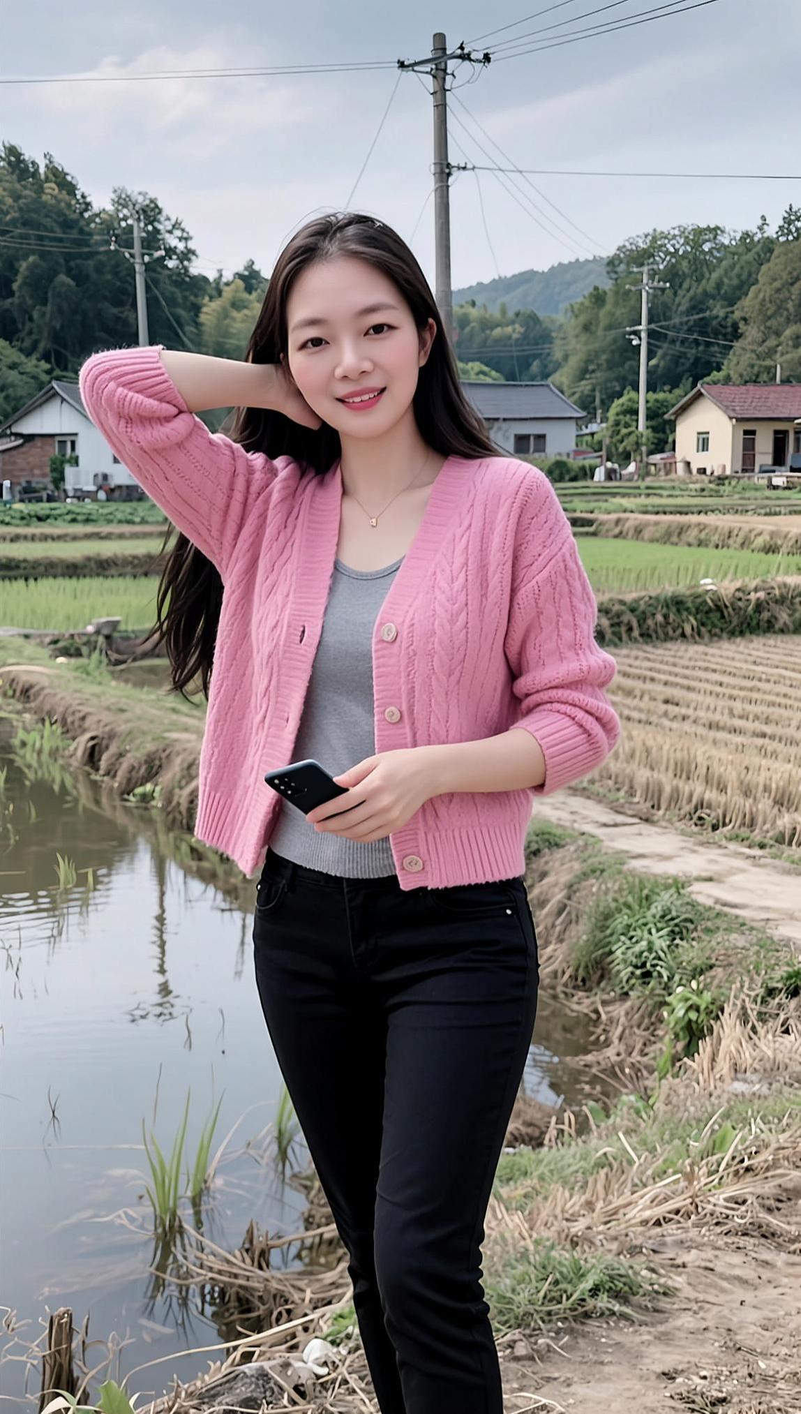 AI田园生活照 甜系女孩 颜值优雅气质写真穿搭