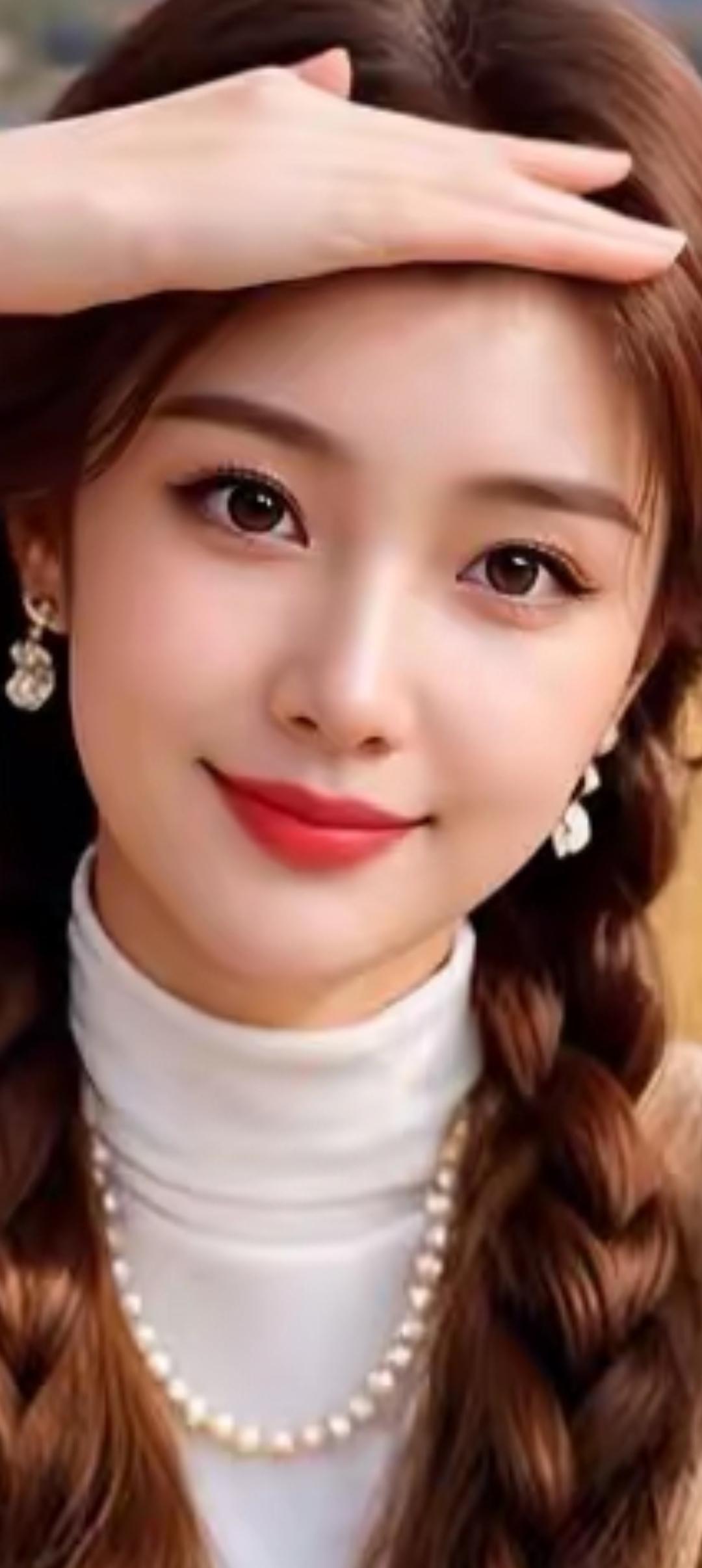 温柔甜美的珍珠耳环，搭配优雅的高领毛衣，打造清新自然的气质！💕✨