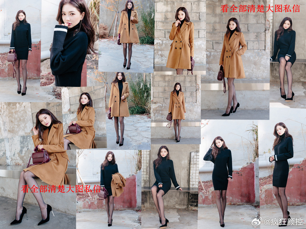 超薄黑丝细高跟，黑裙风衣~ 