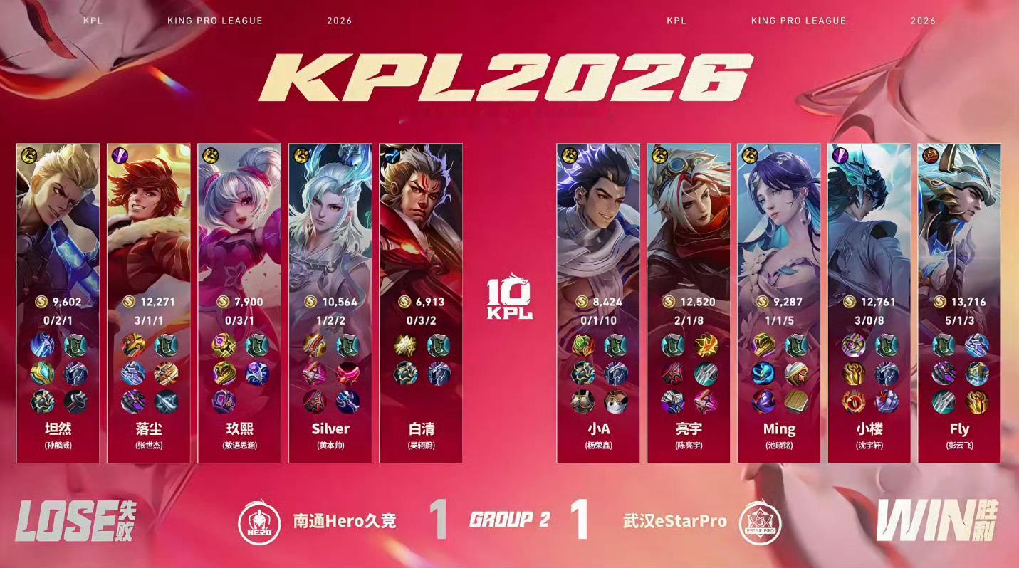 Fly无双飞将四杀2026KPL夏季赛 常规赛第一轮W3D5Hero对战eSta