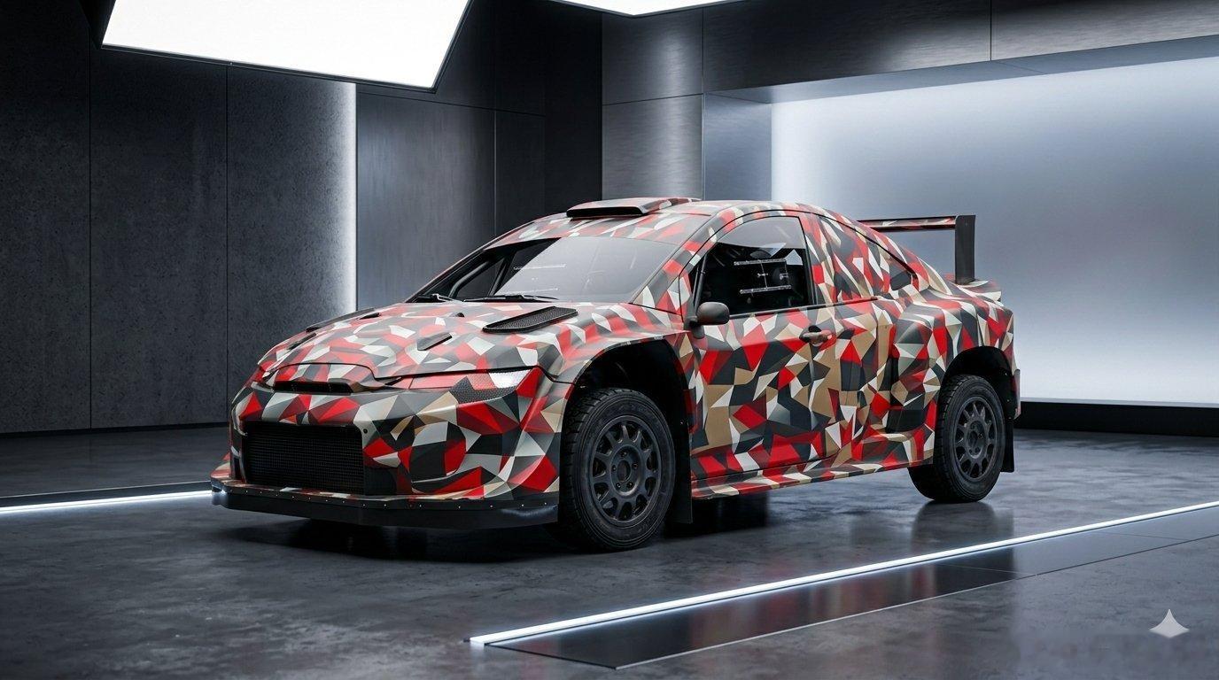 丰田WRC全新测试车，车身造型有些像Celica，拉力领域最王道的车身形态了。东