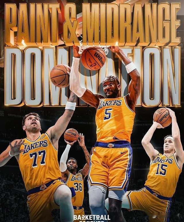 湖人本赛季在禁区与中距离展现统治级表现：

🔸投篮命中率第1
🔸两分球命中率