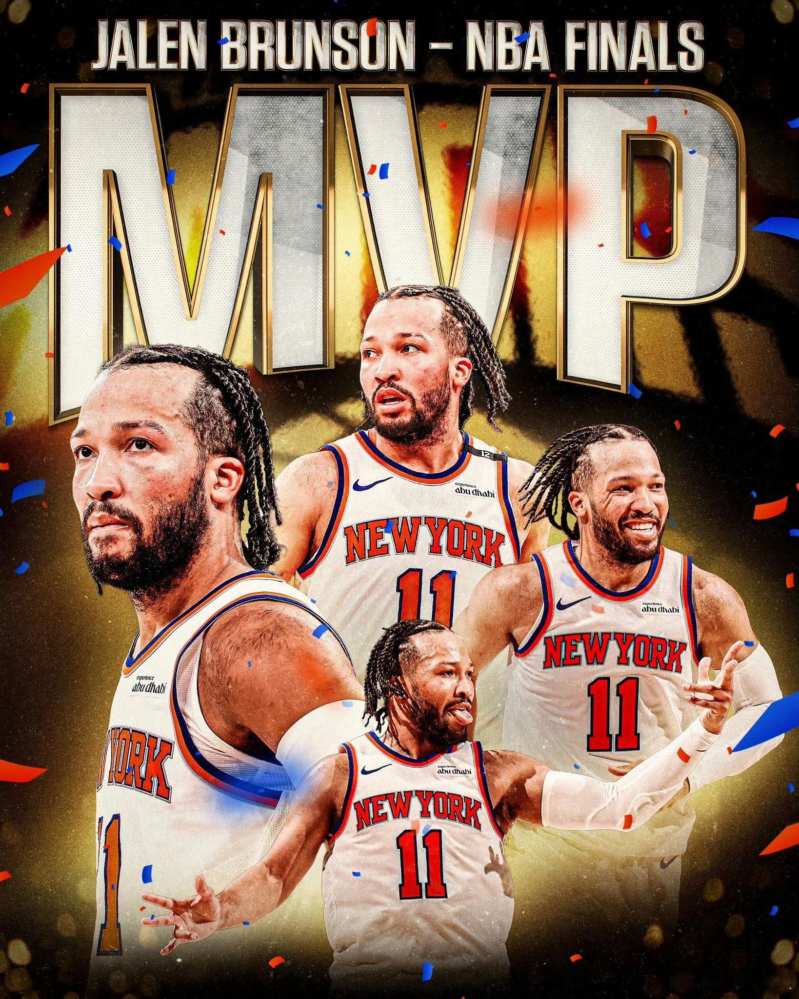 纽约新王登基！布伦森以全票当选FMVP！NBA总决赛布伦森FMVP尼克斯NBA总