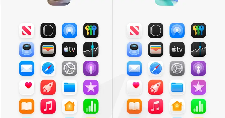 苹果iOS 27 vs iOS 26系统图标对比，透明风格终于不廉价了