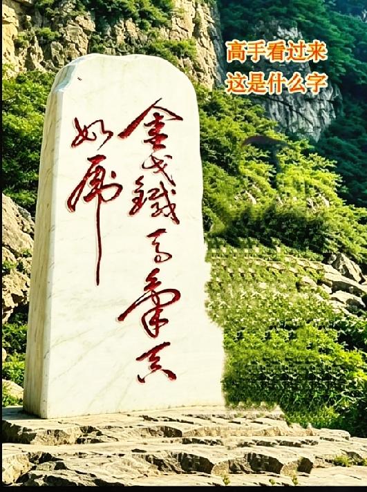  笔画缠绕的石刻大字，你能读出辛弃疾名句吗？

深山石碑上几行狂草，问了好几个路