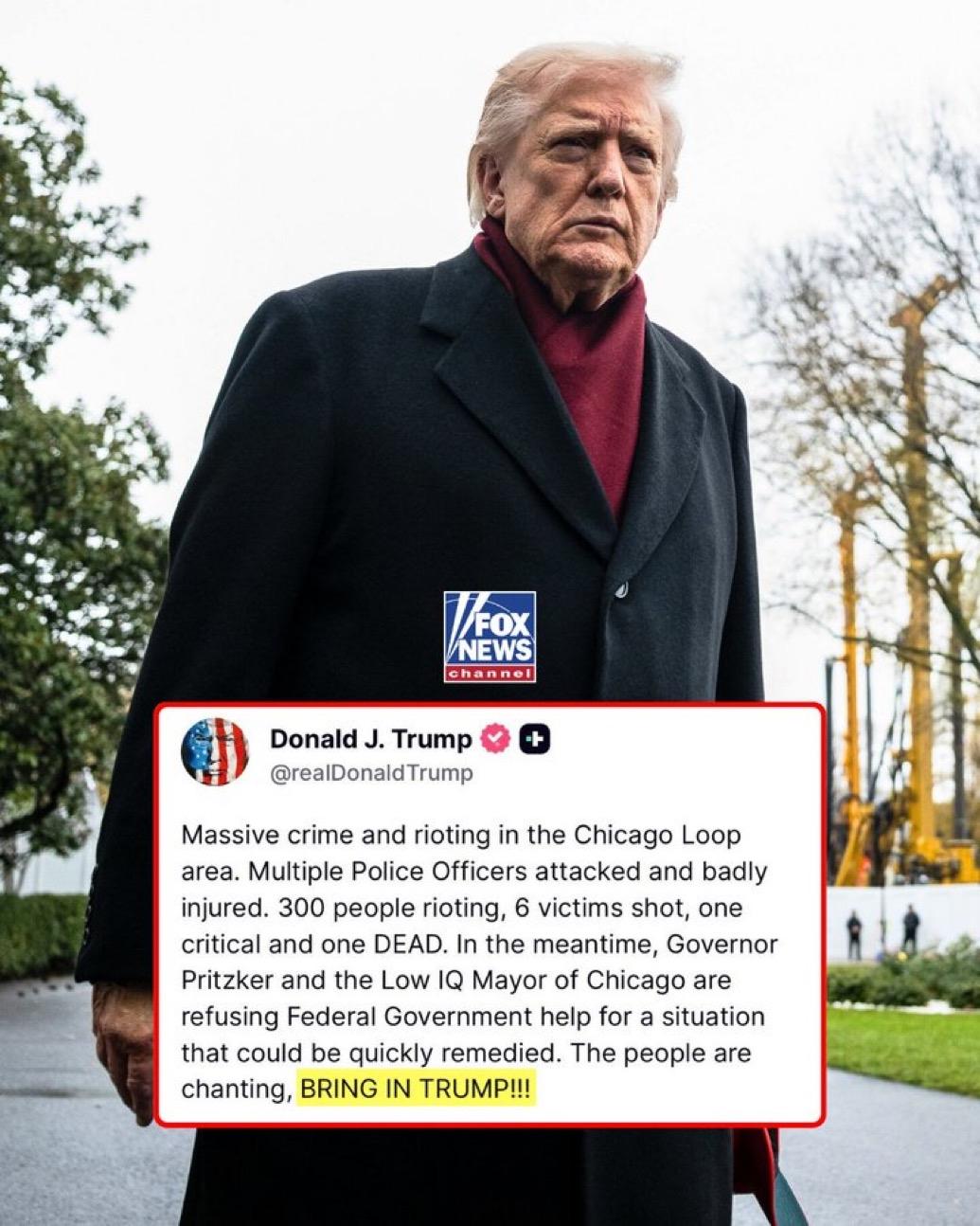 “芝加哥环区发生大规模犯罪和骚乱。多名警员遭到袭击并严重受伤。300人参与骚乱，