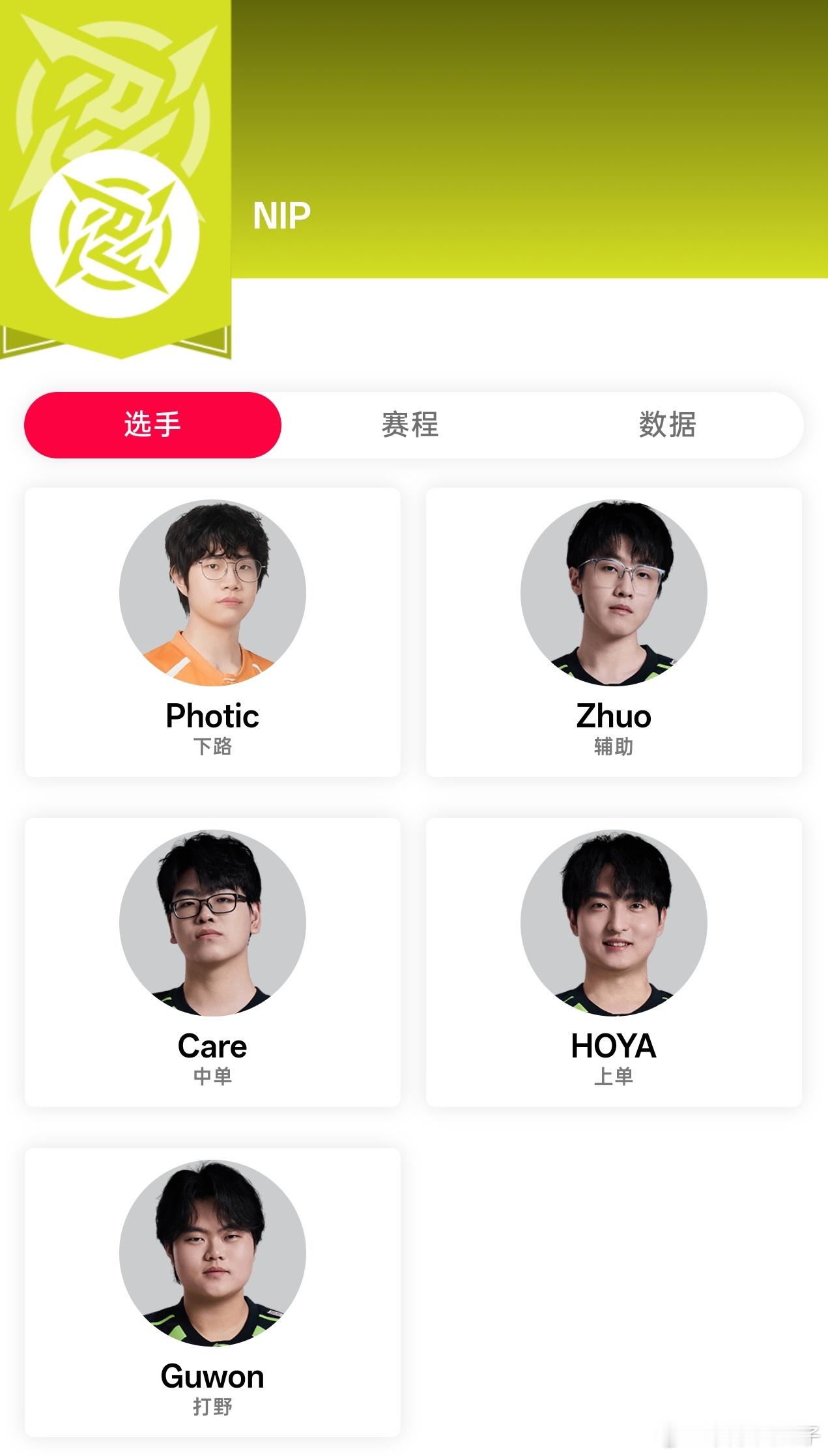 LPL官网更新大名单，Photic加盟NIP。NIP电子竞技俱乐部