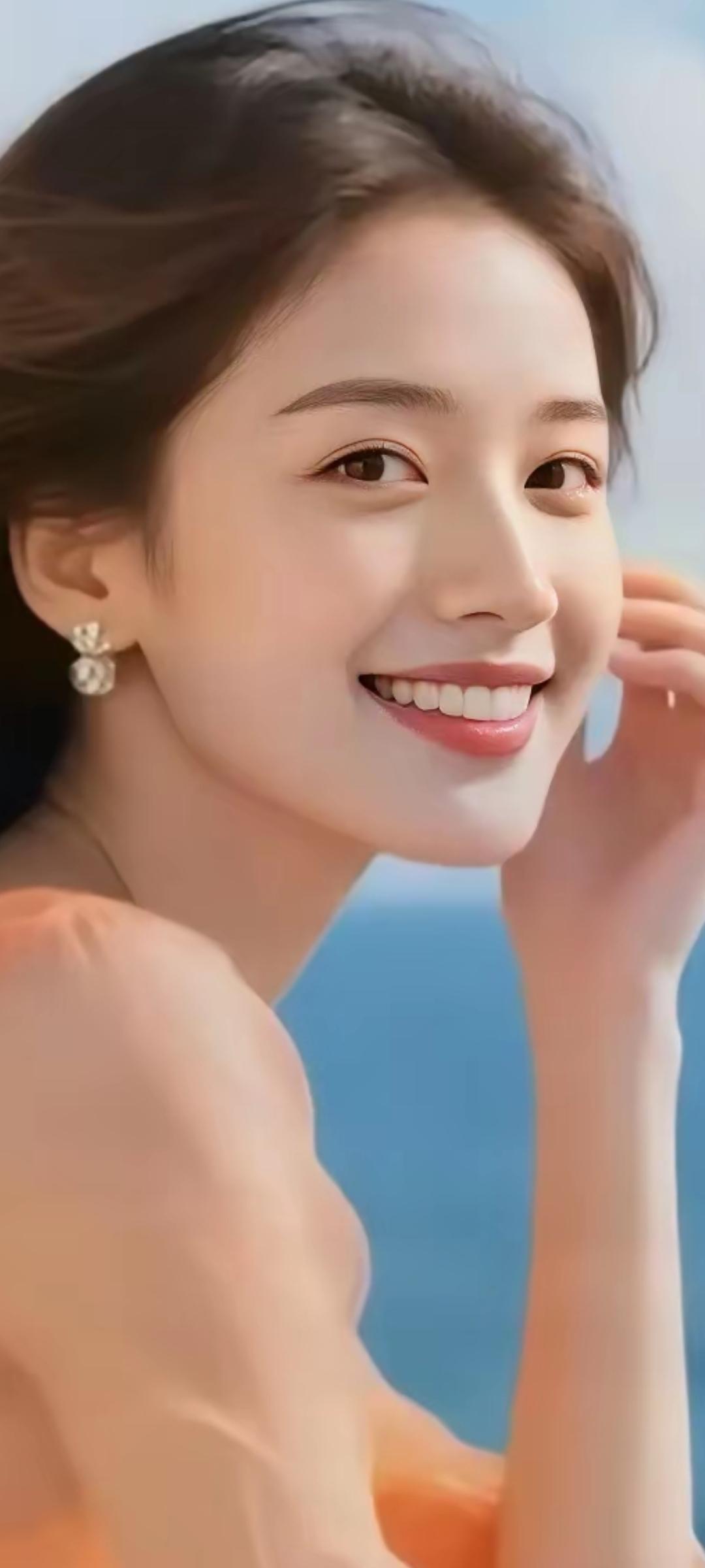 温柔甜美的微笑，散发着阳光般的温暖与幸福。