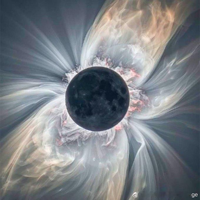 天文摄影师在日全食期间拍摄的太阳日冕，这效果未免有点太好了~ ​​​