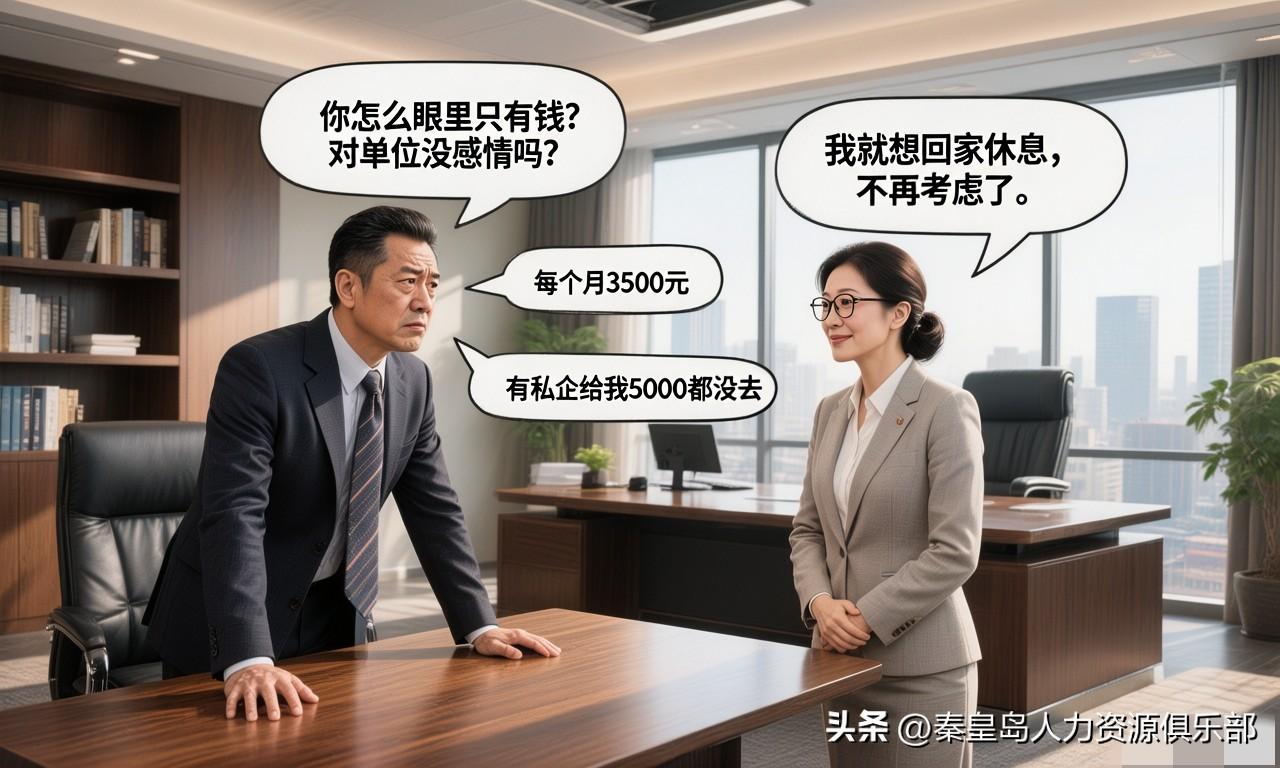 单位老会计拒绝3500元返聘，领导质问：眼里只有钱？对单位没感情？她的回答绝了！