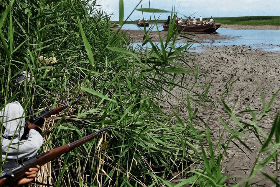 这张照片是抗日战争时期，晋察冀抗日根据地最著名的敌后游击战影像之一，由石少华于1