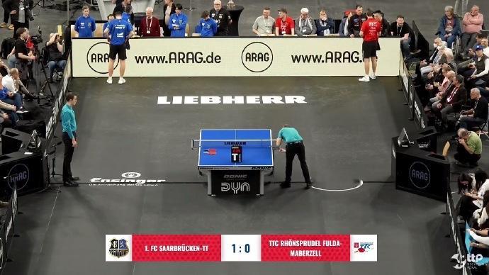 樊振东3比0奥恰洛夫 德国杯决赛首盘，樊振东状态拉满，3比0战胜奥恰洛夫，帮助萨