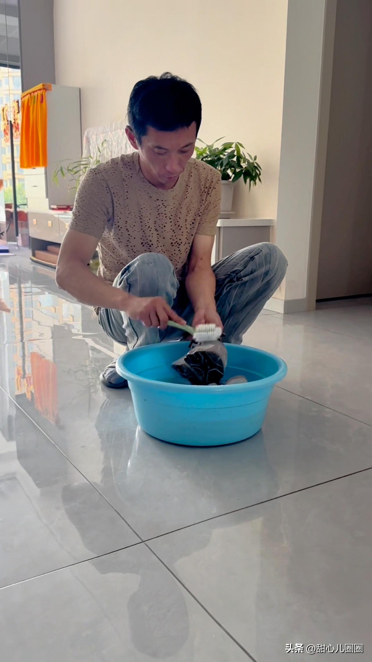 菲爸洗错鞋了吗？把我的鞋误以为是菲儿的了吗？管他呢，前夫洗了就行，反正是我没动手